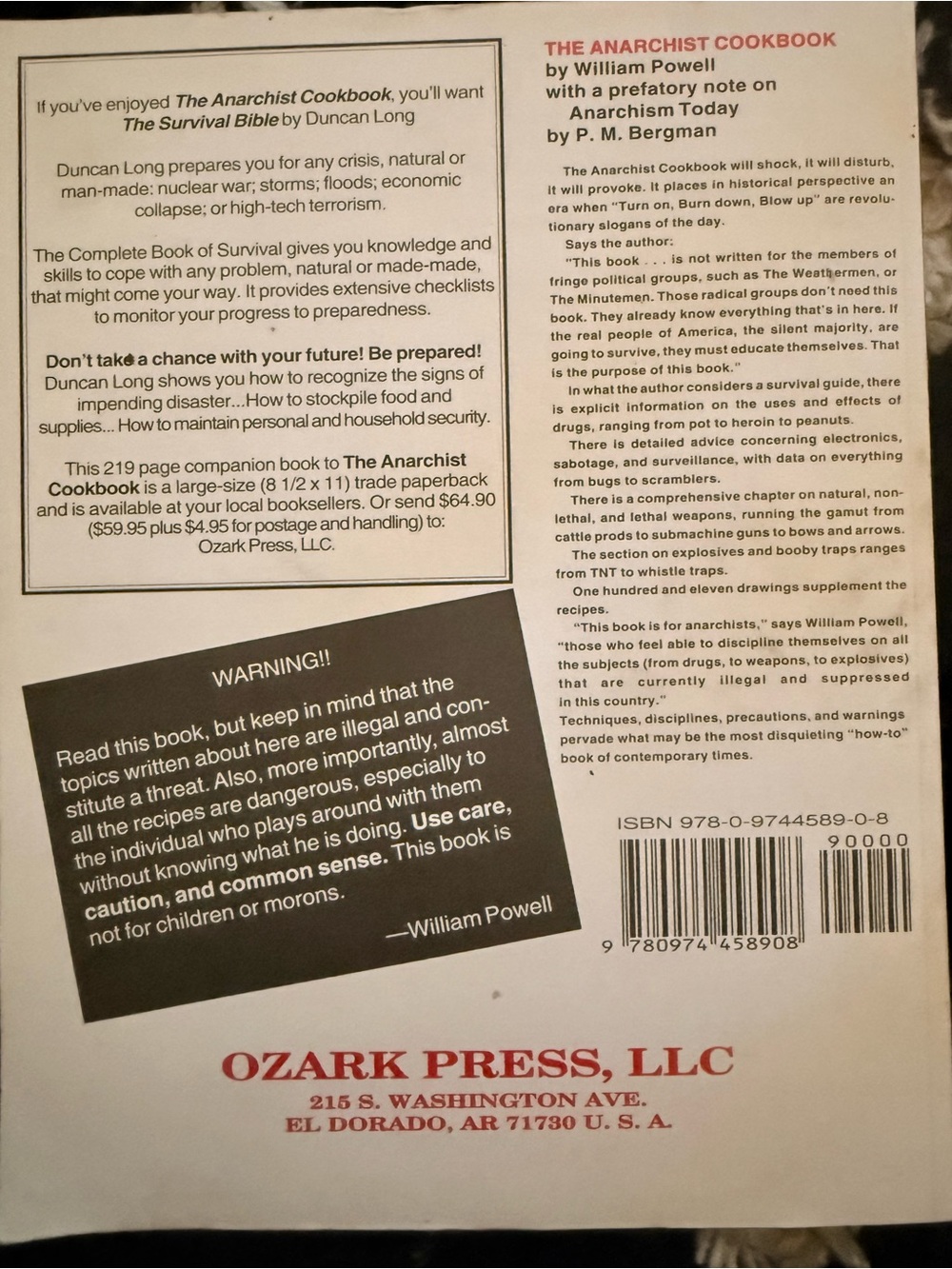 The Anarchist Cookbook by William Powell - Black Cover - Picture 2 of 6